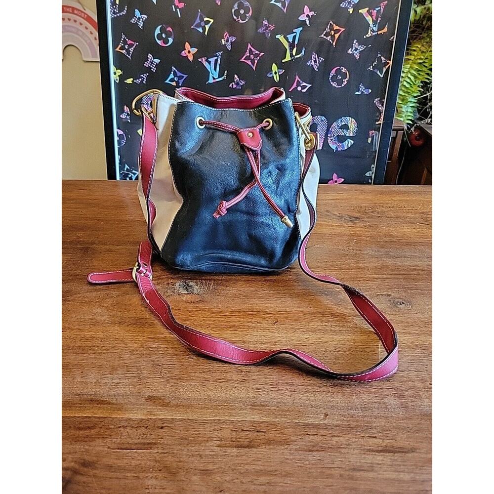 MONDI Red black leather handbag Crossbody Purse